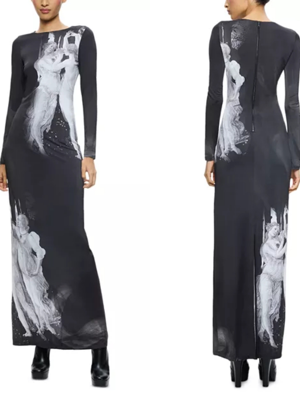 Alice and Olivia Delora Printed Long Sleeve Maxi Dress Size 0